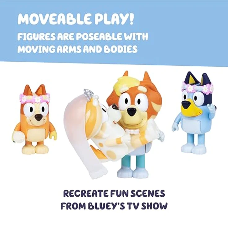 Sonstige Verlage TMT BLUey Uncle's Hochzeit 4er-Pack, Sammelfiguren mit Bluey und Bingo als Blumenmädchen, ab 3 Jahren – Bild 4