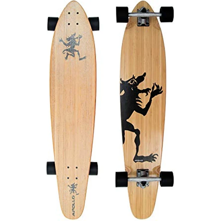 Apollo Longboard Hawaiian Wulff Kicktail Komplettboard mit High Speed ABEC Kugellagern, Freeride Skaten Cruiser Boards – Bild 1