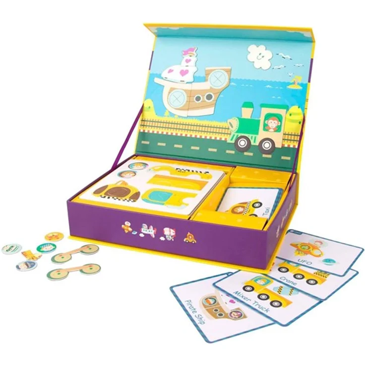 Classic World Puzzle Box Magnet - Traffic Holz, Magnetisches Fahrzeug-Puzzle mit verschiedenen Szenarien – Bild 7