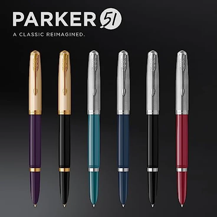 Parker Füller 51 C.C. F, Palladium, Schwarz, handmontiert, aus strapazierfähigem Edelharz – Bild 6