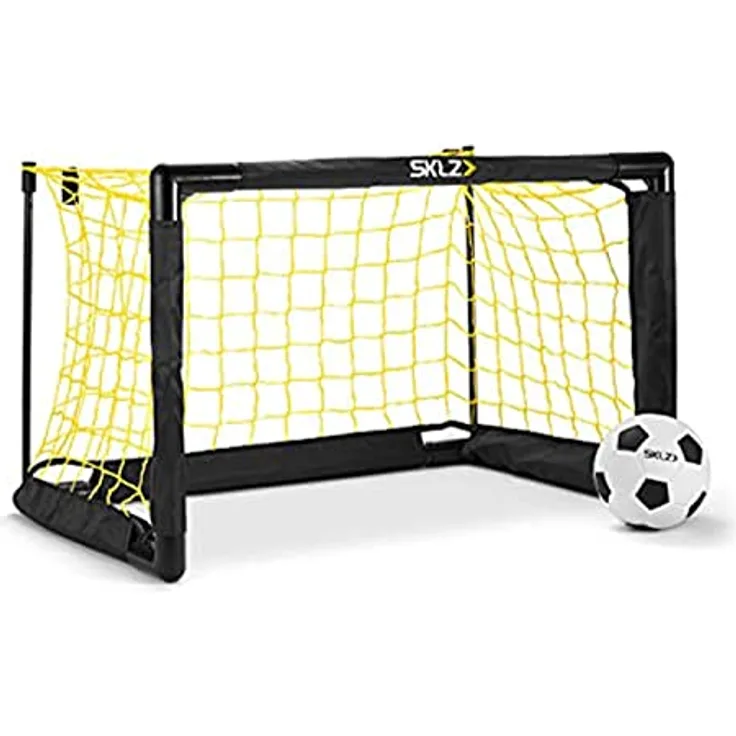 SKLZ Pro Mini-Tor, inklusive 12,7 cm weichem Ball, einfach zu montierender Rahmen, Weiß/Gelb