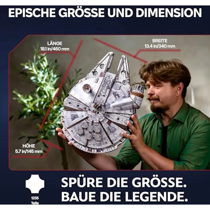 UGEARS Star Wars™ Millennium Falcon™ 3D Holzpuzzle, Modellbausatz mit 1235 Teilen und LED-Beleuchtung für Erwachsene, perfektes Geschenk für Star Wars Fans – Bild 3