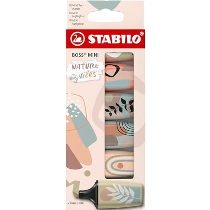 STABILO Textmarker BOSS MINI Naturevibes - 6er Pack Erdtöne, 2 Strichstärken – Bild 1
