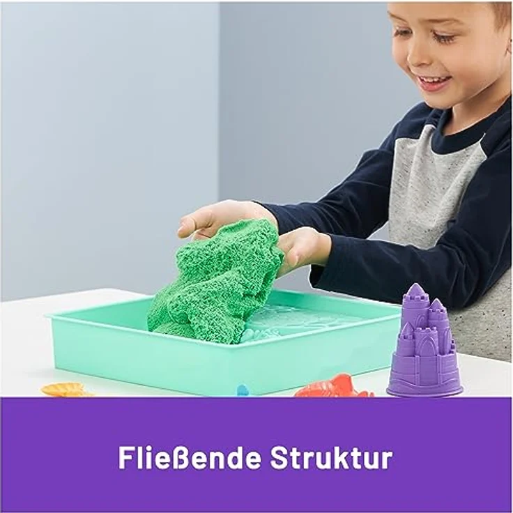 Spin Master Kinetic Sand Kreativset, 454 g in Grün, mit Förmchen und Schäufelchen für kreatives Spielen – Bild 6