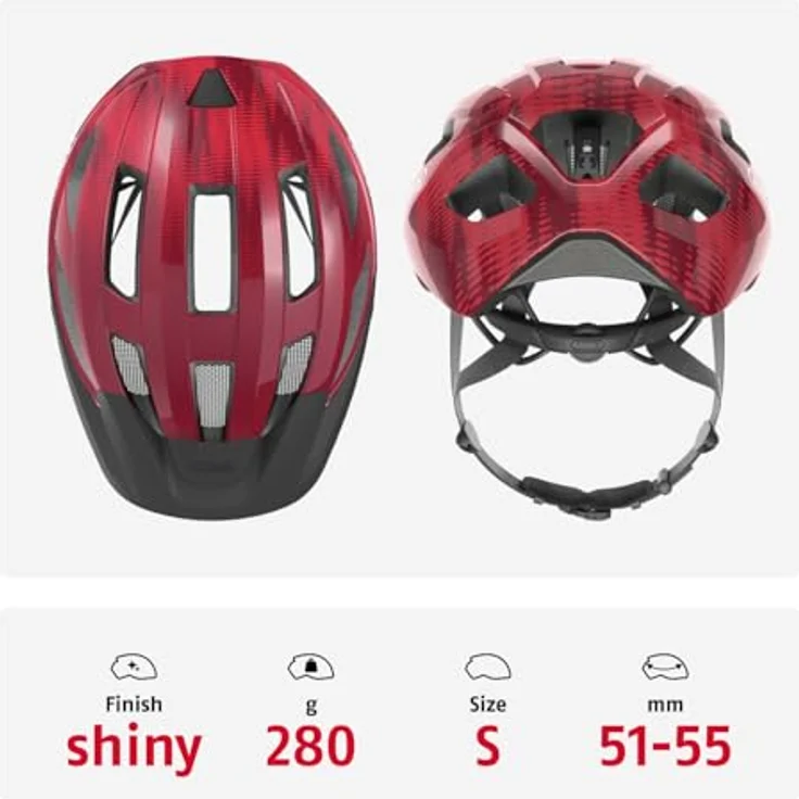 ABUS Rennradhelm Macator - sportiver Fahrradhelm für Einsteiger - auch für Zopfträger/-innen - für Damen und Herren - Bordeauxrot, Größe S – Bild 4