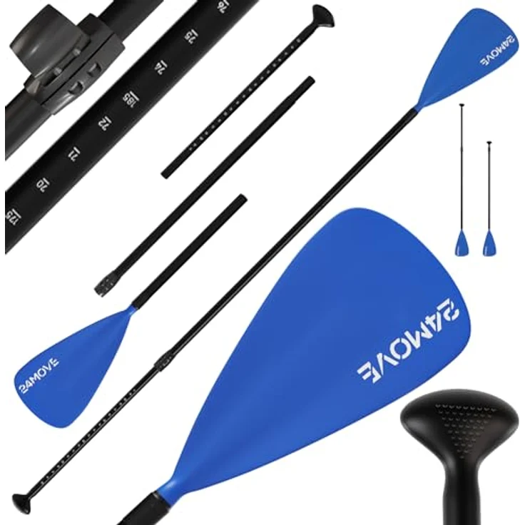 24MOVE® Einzelpaddel Stechpaddel aus leichtem Aluminium für SUP und Kajak, verstellbar, 210 cm, blau – Bild 2