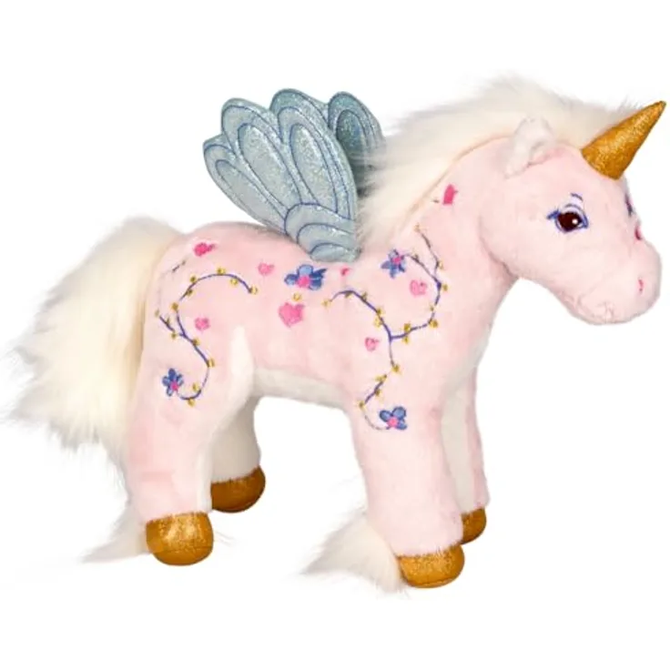 Die Spiegelburg Einhorn Ella, Kuscheltier mit glitzerndem Horn und schimmernden Flügeln, ca. 27 cm
