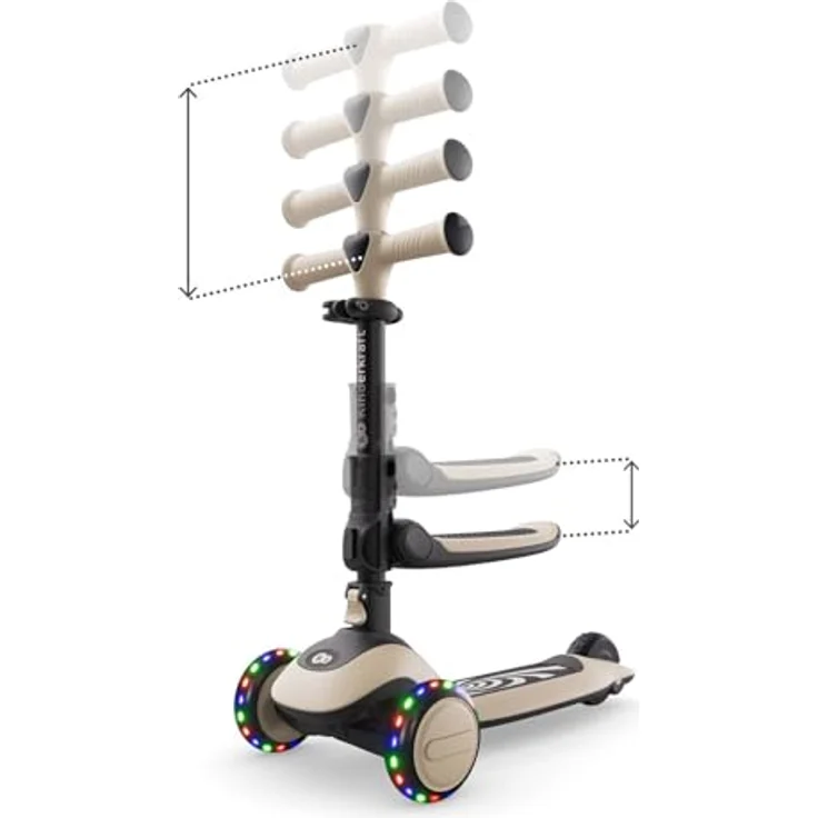 Kinderkraft HALLEY 2 – 2-in-1 Balance-Kinderroller mit Sitz, höhenverstellbar (25–33 cm), LED-Räder, klappbar, 4 Lenkerhöhen, Weiß – Bild 3