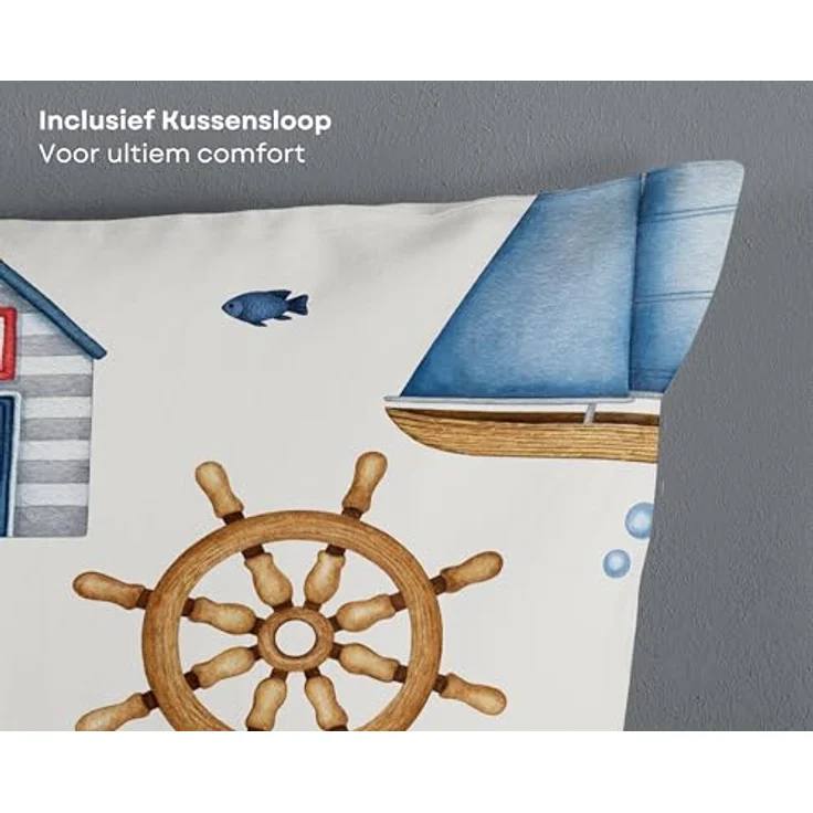 Good Morning Kinder Bettwäsche 135x200 Ahoy Maritim Leuchtturm hellblau 33087 - 2-teilig, 100% Baumwolle, Öko-Tex Standard 100, BCI – Bild 4