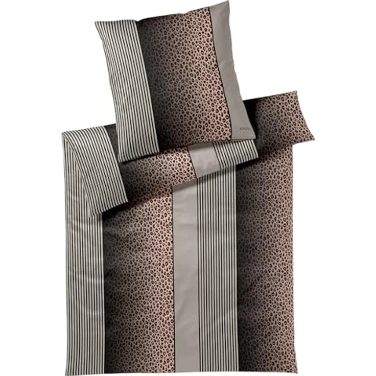 Joop! Bettwäsche Leo Taupe 1 Bettbezug 140 x 200 cm + 1 Kissenbezug 70 x 90 cm, Mako-Satin, hergestellt in Deutschland, hochwertiger Qualitätsreißverschluss, hautsympathisch – Bild 1