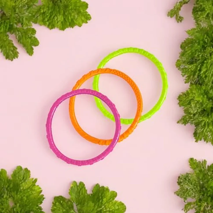 Toi-Toys Splash Tauchringe Tauchspiel für Kinder im 3er Set, farbenfroh - Pink, Grün, Orange – Bild 3