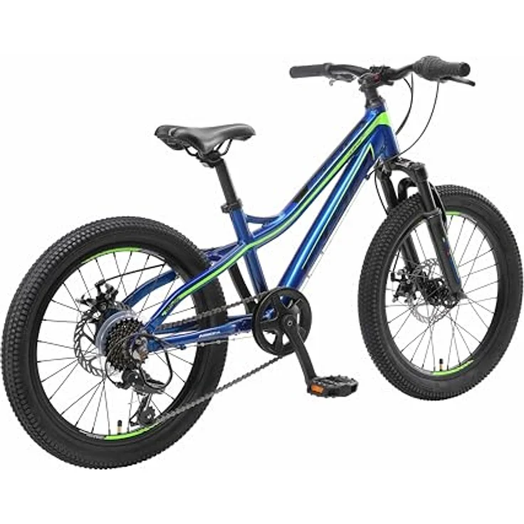 BIKESTAR Alu Mountainbike Jugendfahrrad 20 Zoll ab 6-9 Jahre Hardtail | 7 Gang Shimano Schaltung, Scheibenbremse, Federgabel | Kinder Fahrrad Blau Grün | Risikofrei Testen – Bild 5