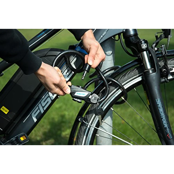 FISCHER Seil-Fahrradschloss, Länge: 850 mm, schwarz – Bild 7