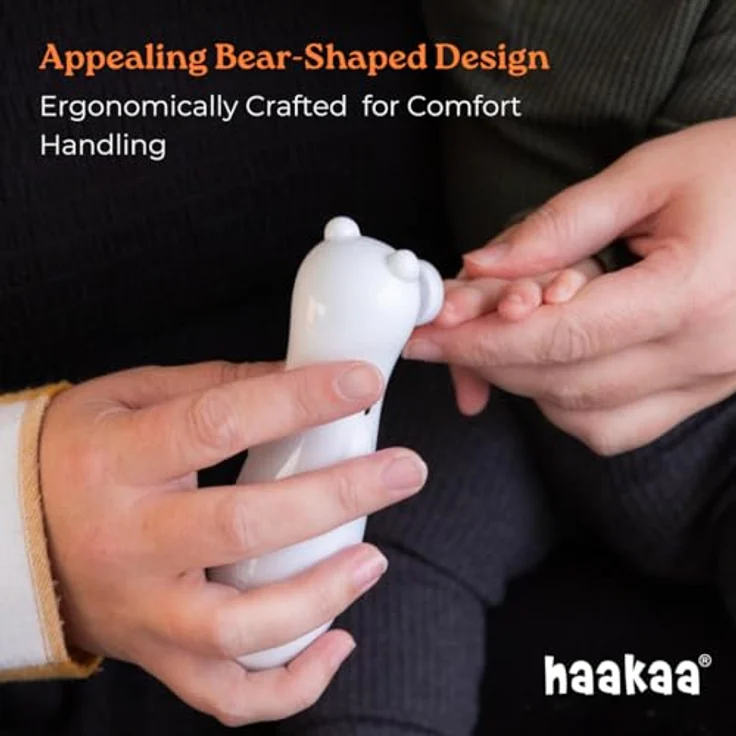 Haakaa HAPPII BEAR Wiederaufladbarer Nagelschneider Set - Elektrischer Baby Nagelschneider - Baby Nagelknipser/Baby Nagelfeile - Flüsterleise & LED-Leuchten, Bärenform, USB wiederaufladbar, Farbcodierte Schleifpads – Bild 5