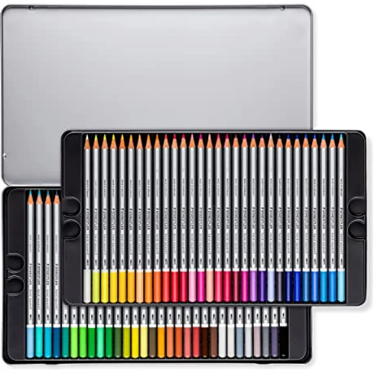 STAEDTLER aquarell Buntstifte karat aquarell, wasservermalbare, weiche und farbintensive Mine, für unterschiedliche Trocken- und Nasstechniken, 60 Aquarellstifte im Metalletui, 125 M60 – Bild 2