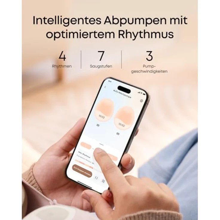eufy Tragbare Milchpumpe E20, Elektrische Milchpumpe mit 3 Heizstufen, HeatFlow Technologie, Krankenhausqualität Saugkraft, leise & diskret – Bild 4