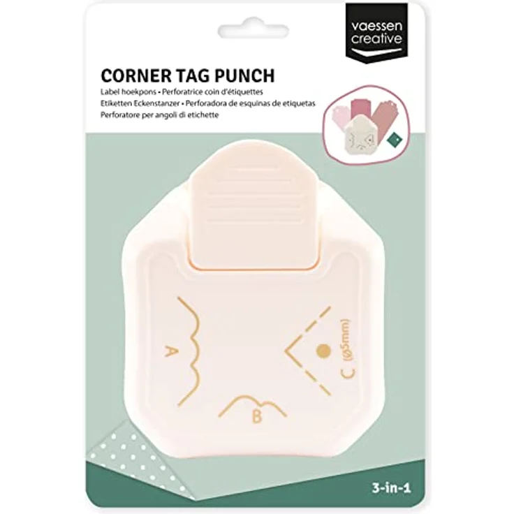 Vaessen Creative 2137-077 3-in-1 Eckenstanzer, für runde Ecken und Etiketten, weiß-pink, geeignet für Papier bis 220 g/m² – Bild 4