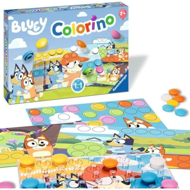 Ravensburger Bluey Colorino, Lernspiel für Kinder ab 2 Jahren mit bunten Stecksteinen und Bildvorlagen aus der Vorschulserie Bluey, Made in Europe – Bild 4