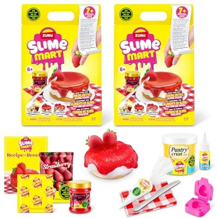 Slime Mart kleine Tüte (ERDBEER-KÄSEKUCHEN) von ZURU, 2er Pack, Soft-Schleim-Herstellungsset für Kinder und Kidults, für kreative Küchenkreationen und sensorisches Spielen