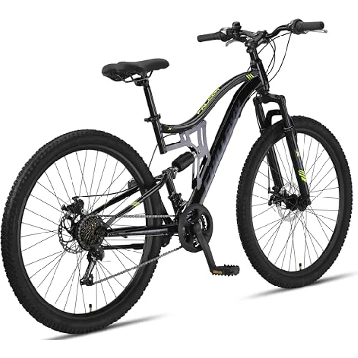 Chillaxx Bike Falcon Premium Mountainbike in 24 und 26 Zoll - Fahrrad für Jungen, Mädchen, Damen und Herren - Scheibenbremse- 21 Gang-Schaltung - Vollfederung (Schwarz-Disc-Bremse, 27,5 Zoll) – Bild 3