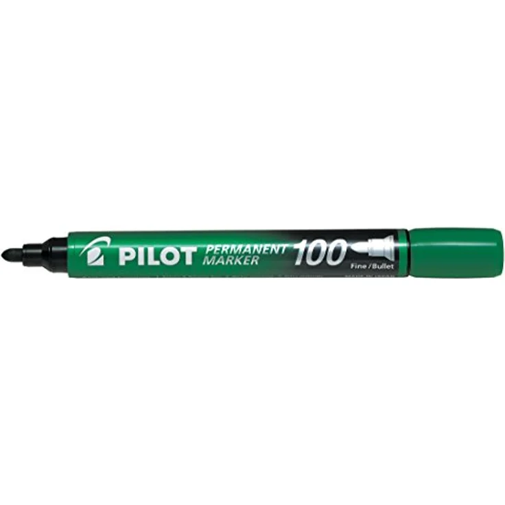 PILOT Permanent Marker 100 mit Rundspitze, 4er Set (Blau, Schwarz, Rot, Grün) – Bild 5