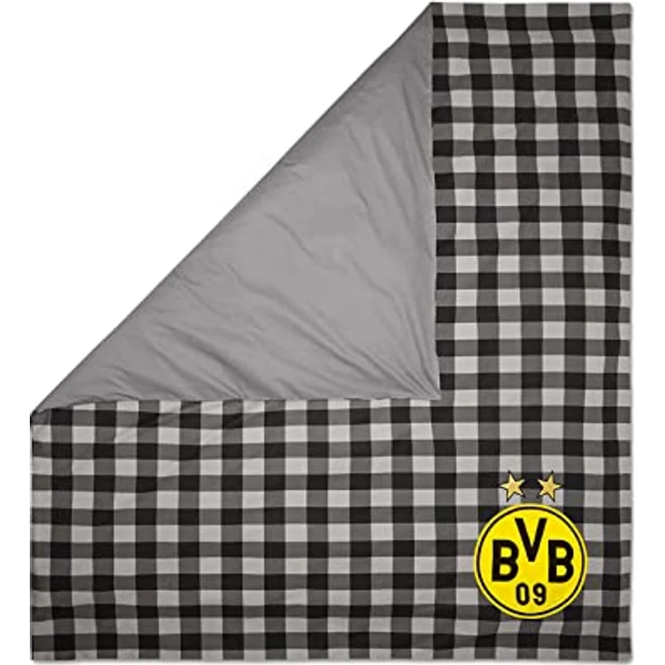 Borussia Dortmund BVB Wendebettwäsche (200 x 220), Baumwolle, schwarz grau, 100 % Baumwolle in Kinderbettwäschen Design – Bild 2