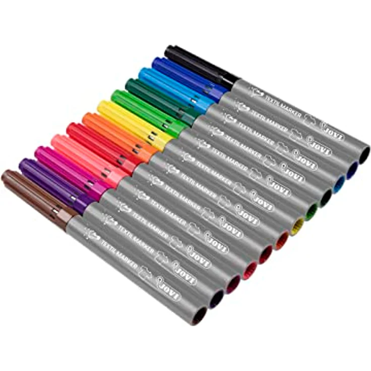 Jovi Jovidecor Textilmarker, 48 Stück in gemischten Farben, 4.8 mm Strichbreite, wasserbasierte Tinte, Bügel-Fixierung – Bild 3