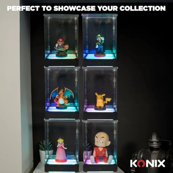 Konix Acryl Display Case mit RGB-Beleuchtung, Vitrine für Funko Pop Figuren, Touch-Bedienung, USB-Betrieb, 9 x 9 x 14 cm – Bild 6