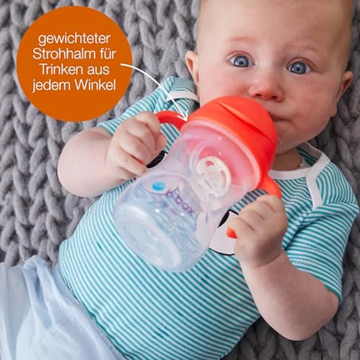 B.Box Gelato Cup, Kinder Trinkbecher mit Strohhalm und Haltegriffen, BPA-frei, Blush – Bild 5