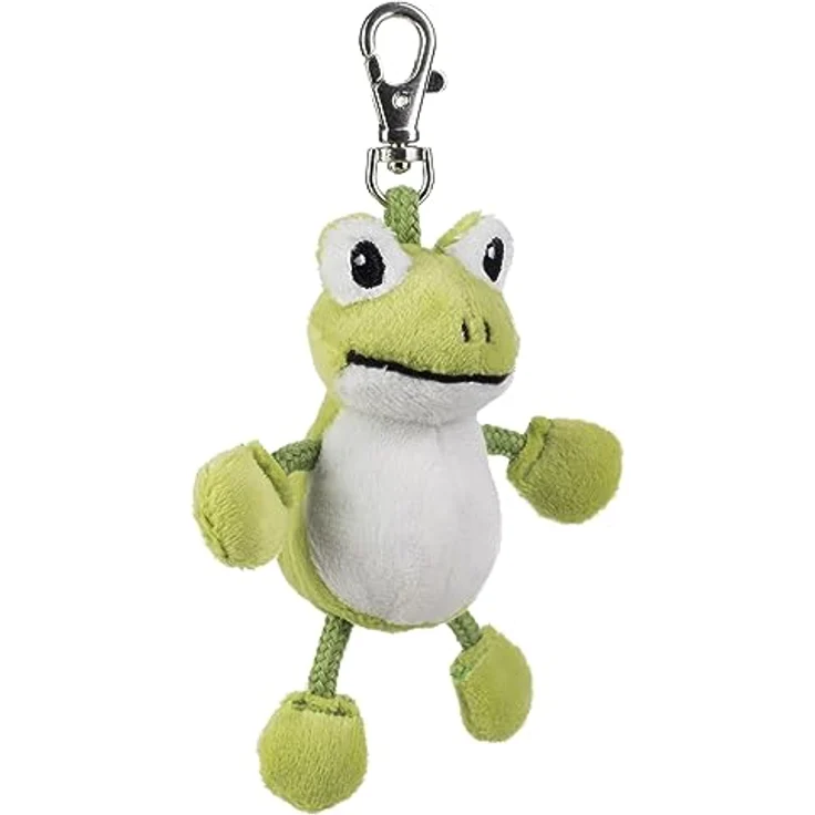 Schaffer 0255 Schlüsselanhänger Kuscheltier Frosch Quark, 12 cm, waschbar bei 30°C, grün-weiß – Bild 1
