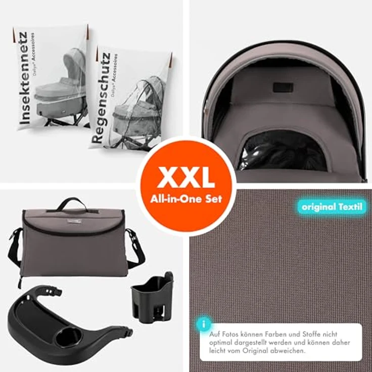 Daliya® FLEXI-PRO M 2in1 Kombikinderwagen, Klappbar und Höhenverstellbar, Leichter Buggy mit Liegefunktion und großem Einkaufskorb, Braun-Grau – Bild 3