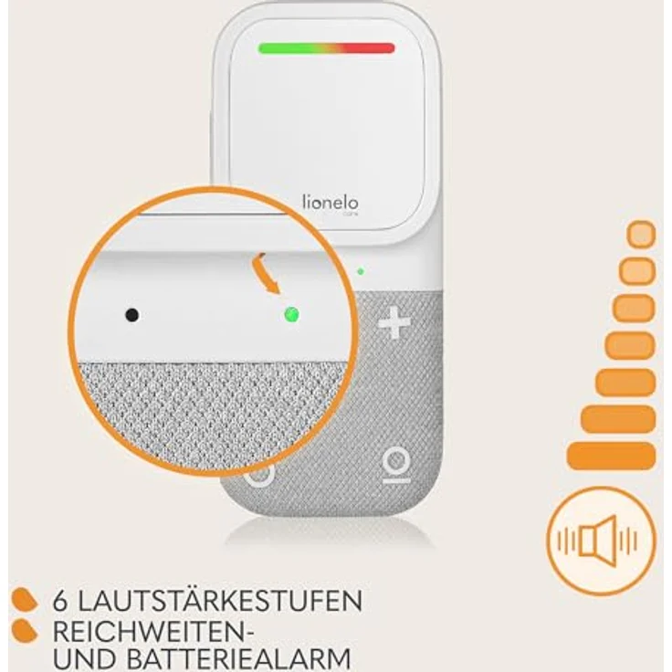Lionelo Babyline 2.2, Elektronisches Audio-Babyphone mit Nachtlicht, Reichweite bis zu 400 m, Zwei-Wege-Kommunikation, EcoVox Sparmodus, Alarme, bis zu 12 h Batterielaufzeit, Lautstärkeregler – Bild 5