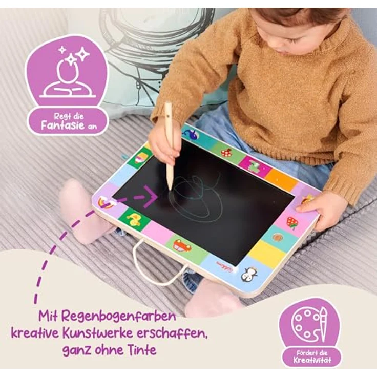 Eichhorn Tafel Zeichentafel LCD, Maltafel für Kinder ab 3 Jahren mit 22,5 x 16 cm Malfläche, inkl. Holzstift und Tragelasche – Bild 3