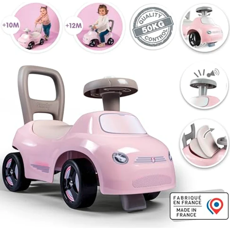 Smoby Mein erstes Auto, wendiges Rutscherfahrzeug mit Hupenlenkrad, Rückenstütze, Kippschutz und Staufach, für Kinder ab 10 Monaten – Bild 2