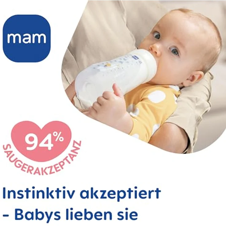 MAM Easy Active Babyflasche, 330 ml, stillfreundliche Milchflasche mit Sauger Größe 2 aus SkinSoft Silikon für Babys ab 4 Monaten, ergonomisch geformt, Tiger – Bild 4