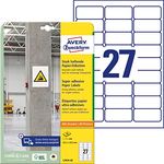 AVERY Zweckform L7874-20 Stark haftende Etiketten (540 Aufkleber, 63,5x29,6mm auf A4, extrem stark selbstklebend, auch für schwierige Oberflächen, bedruckbare Power Klebeetiketten) 20 Blatt, weiß