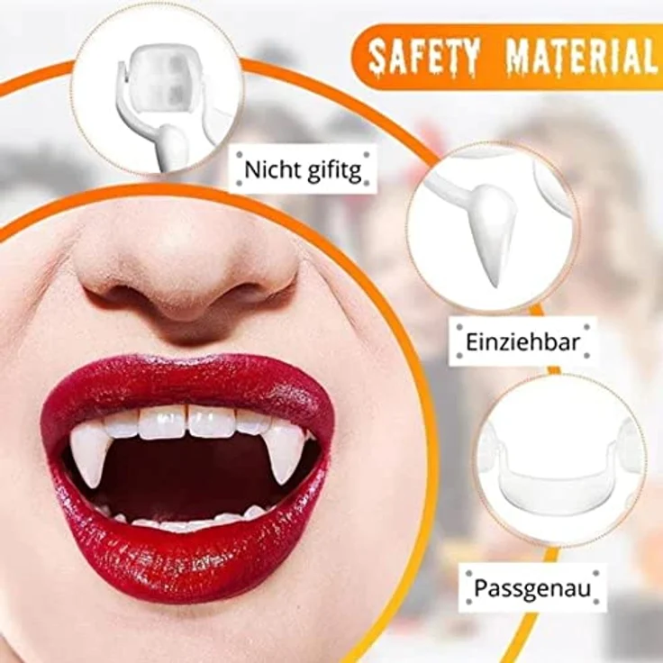 Einziehbare Vampirzähne Halloweenzähne Halloween Zahnersatz«, automatische ausfahrbare Zähne Zombie Cosplay – Bild 5