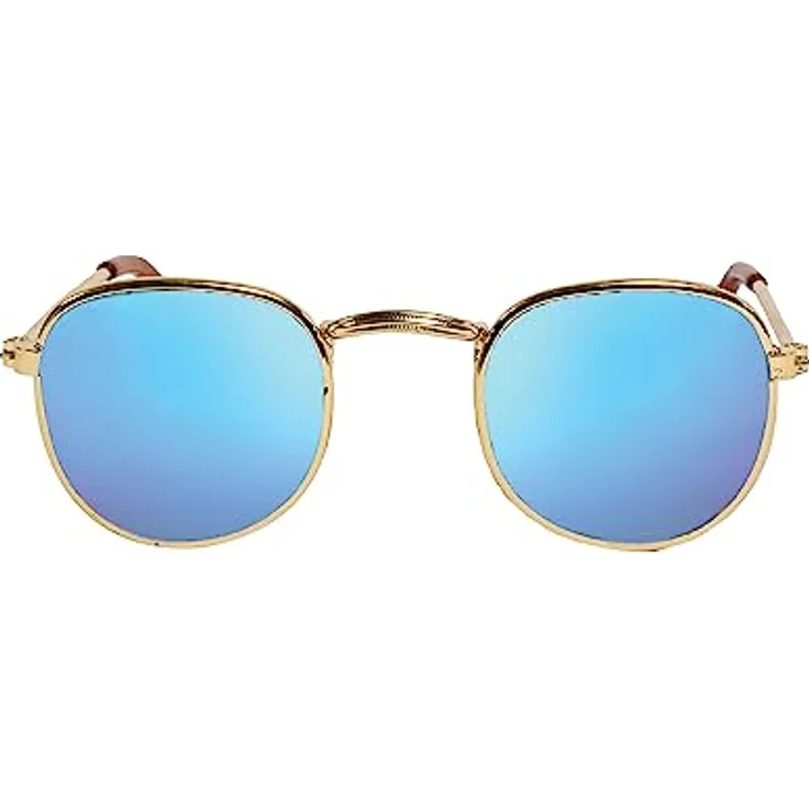 Heless 153 - Puppenzubehör Sonnenbrille mit goldenem Rahmen und verspiegelten Gläsern, für Puppen und Kuscheltiere aller Größen