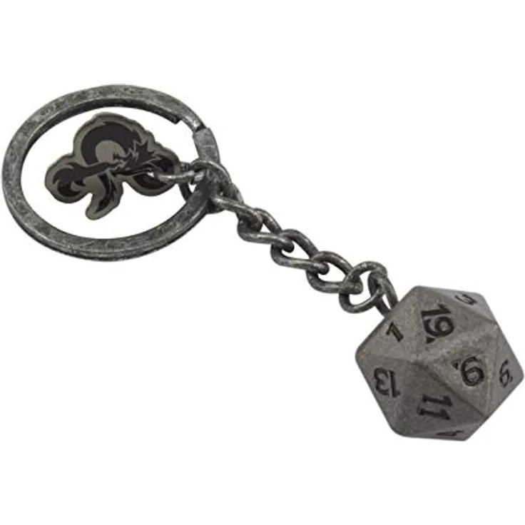 Paladone Dungeons & Dragons D20 Schlüsselanhänger, detaillierter Drachen-Ampersand-Charm aus gealtertem Zinn, offizielles Wizards of the Coast Merchandise