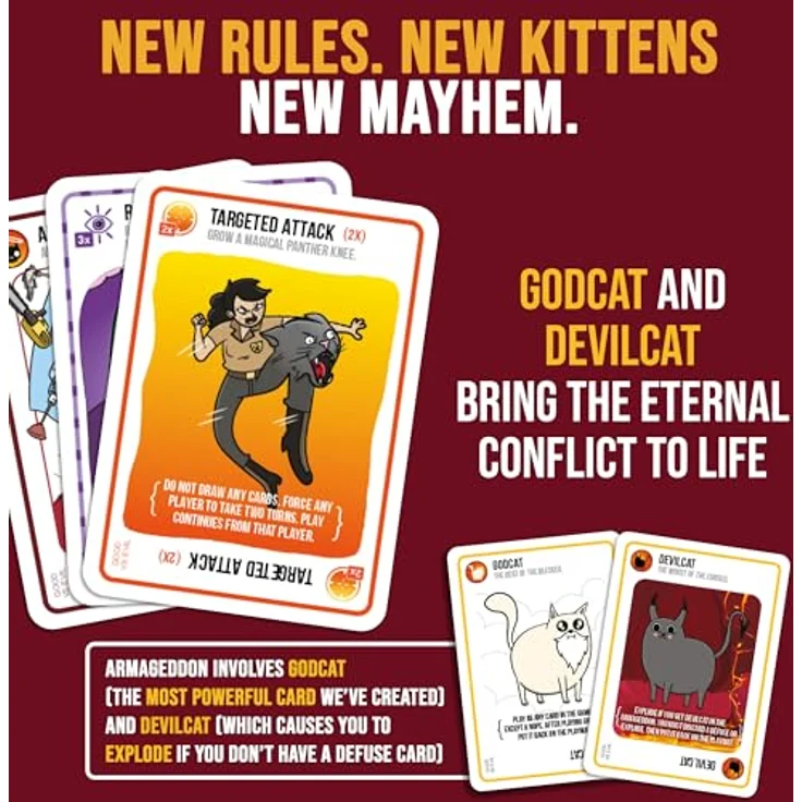 Exploding Kittens Good vs. Evil, Hochriskantes Kartenspiel für 2-5 Spieler, inspiriert von Netflix-Serie, für Familien ab 7 Jahren – Bild 3