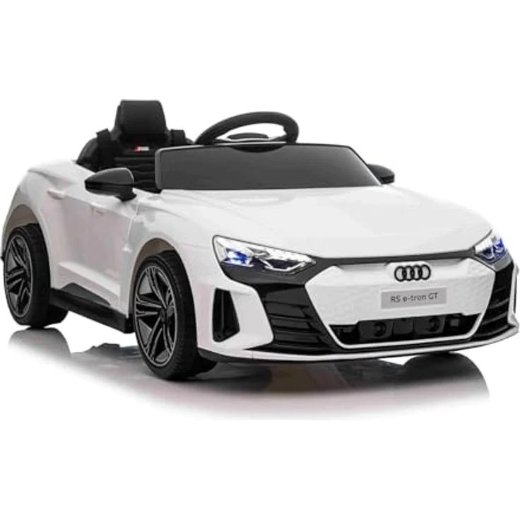 Beneo Motors Audi RS E-tron GT, Elektroauto für Kinder mit 12V Lithium-Batterie, 2,4-GHz-Fernbedienung, USB/AUX/Bluetooth, LED-Leuchten, 2x25W Motor, weiß, Originale Lizenz – Bild 1