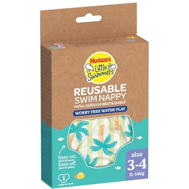 Huggies® Little Swimmers® culotte de bain lavable 11-14kg Taille 3-4 (M) wiederverwendbare Badehose, Unisexmodell, Super dehnbares Material, 2 absorbierende Schichten – Bild 3