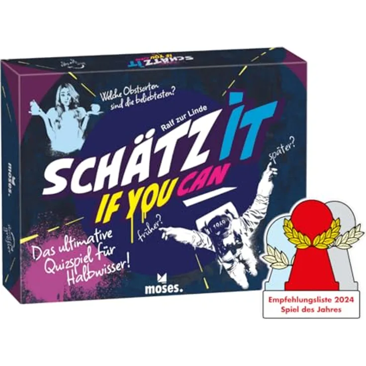 Moses Schätz it - if you can, Brettspiel für die ganze Familie mit Quizfragen und Bluffen, deutsche Version