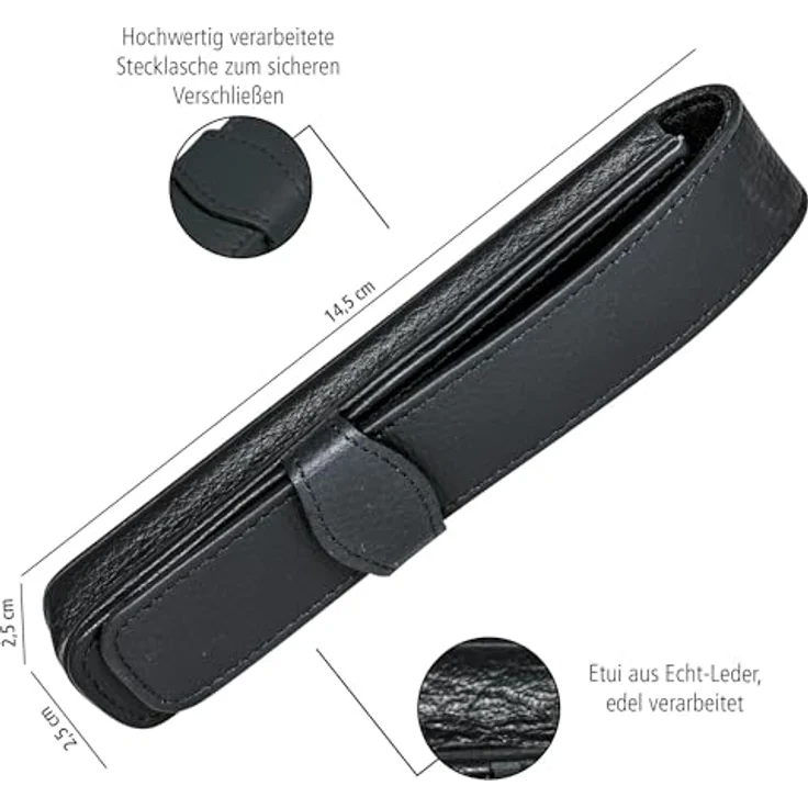Online Pen Schreibgeräteetui Lederetui, hochwertiges Füller-Etui, Stifte-Mäppchen aus Echtleder, braun – Bild 4