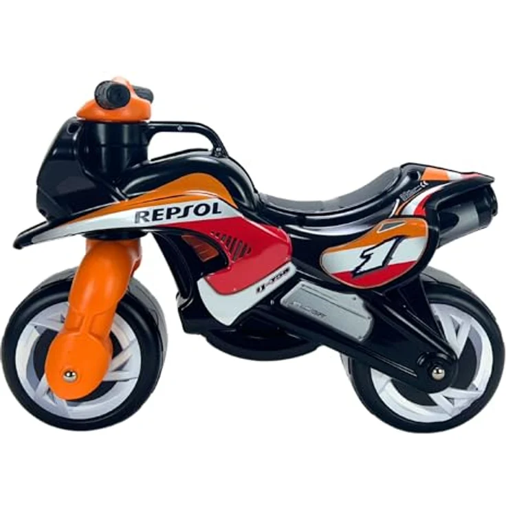INJUSA Laufrad Motorrad Repsol für Kinder ab 18 Monaten, ergonomisches Design, wasserfeste rutschfeste Dekoration, breite Kunststoffräder, integrierter Tragegriff, stabile Konstruktion – Bild 4