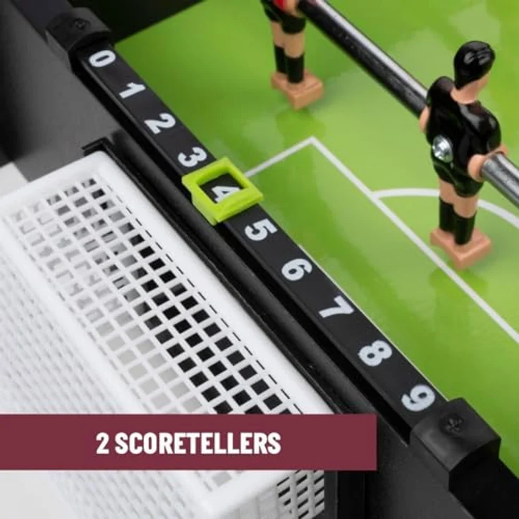 Umbro Mini Tischkicker - Kompakter Kickertisch mit 12 Spielern in Rot und Gelb, inkl. 2 Mini Fußballen, Schwarz – Bild 5