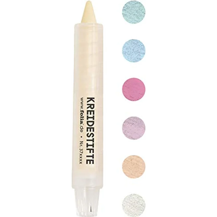 folia 370619 - Kreidestifte Set Pastell, 6 Kreidemarker sortiert in 6 verschiedenen Farben, zum Malen auf Tafel, Glas, Papier und anderen glatten Oberflächen – Bild 2