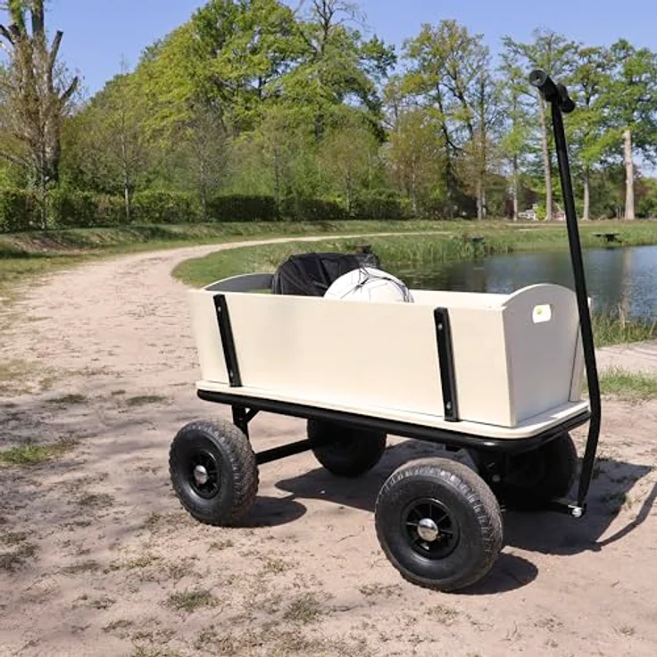 Ambia Garden Bollerwagen, Schwarz/Braun aus Holz/METALL, 95x97x61 cm, CE-zertifiziert, Kinderwagen für den Outdoor-Einsatz – Bild 7