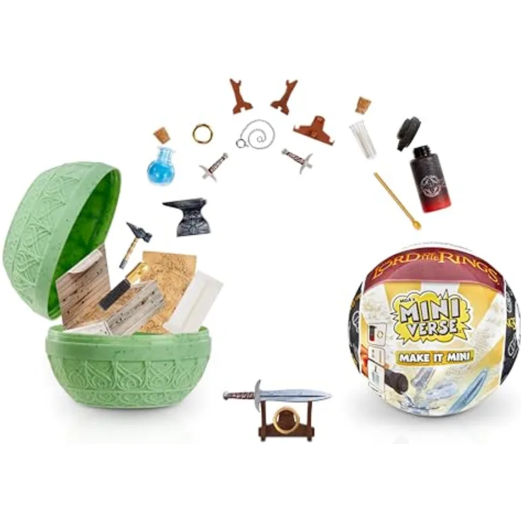 MGA ENTERTAINMENT Kreativset MGA's Miniverse - Make it Mini Lord of the Rings, 15 Herr-der-Ringe-Waffen zum Sammeln und Basteln mit UV-Licht Aushärtung