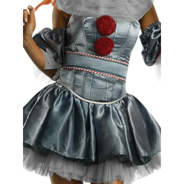 Metamorph Pennywise 2019 Kostüm für Frauen (S), detailreiche Verkleidung mit Clownskragen und Beinstulpen, 100% Polyester, ideal für Halloween und Kostümpartys – Bild 3
